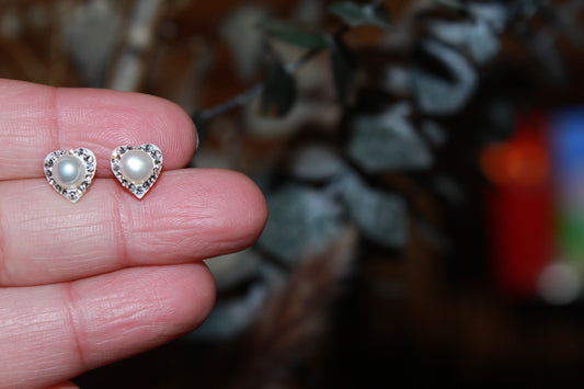 Aros Corazón Perla